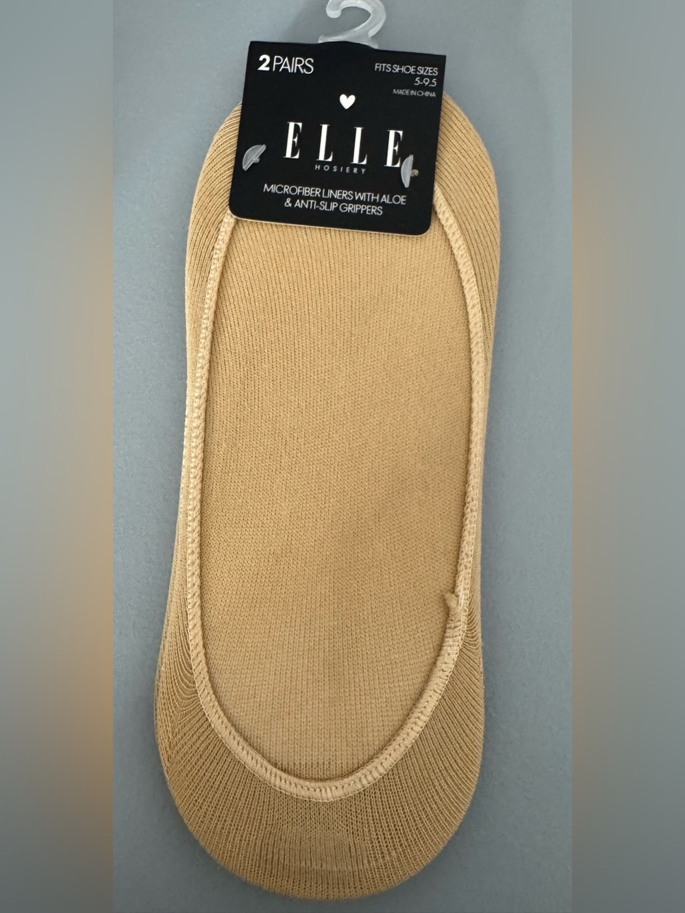 ELLE Tan Microfiber No-Show Liner Socks — 2 Pairs